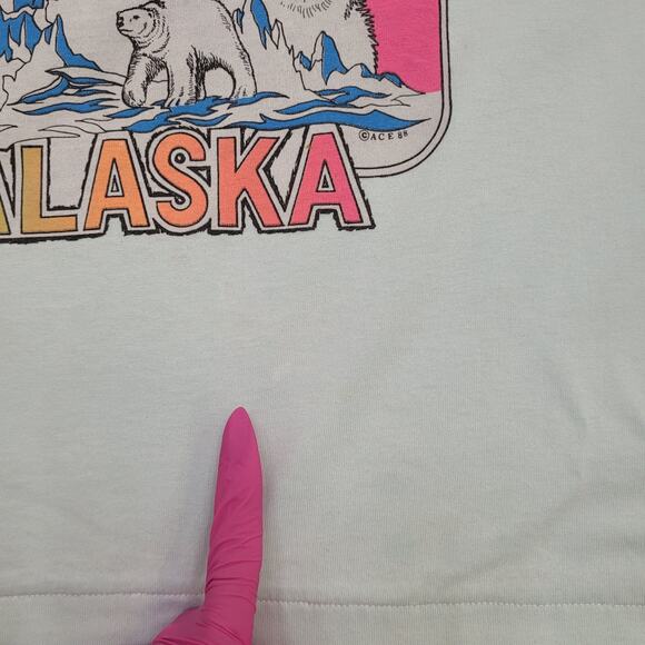 Vintage 1988 Alaska Polar Bear Shirt Women XL 22x23 Boxy USA - Picture 4 of 14